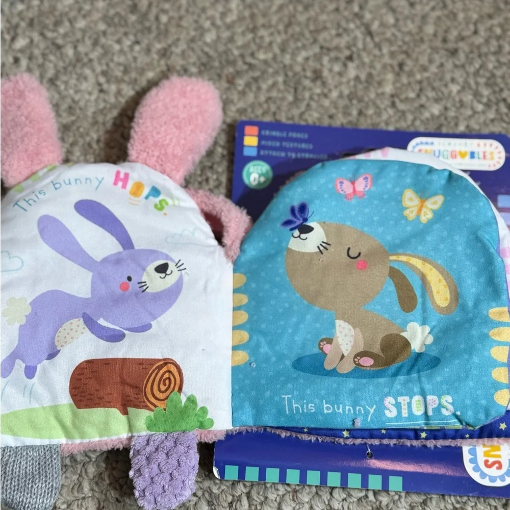 NWT Sensory Snuggables Pink Plush Bunny Soft Cover Books for Infants 0+ Months - Picture 2 of 5